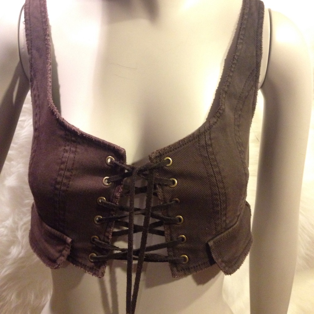 COPY - New LaRok brown vest cropped. Size XS